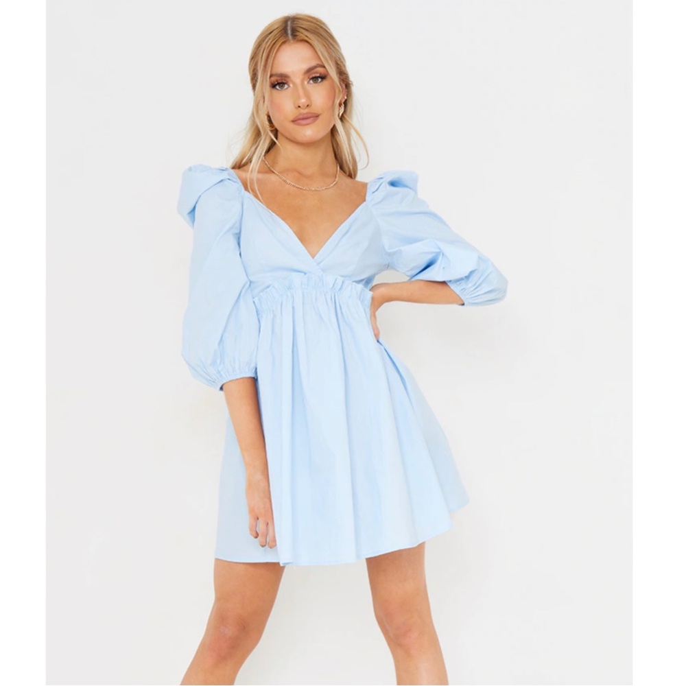Cider puff sleeve mini dress